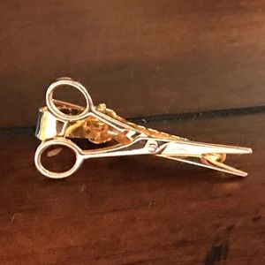 Gold Tone Scissors Vintage Tie Clip